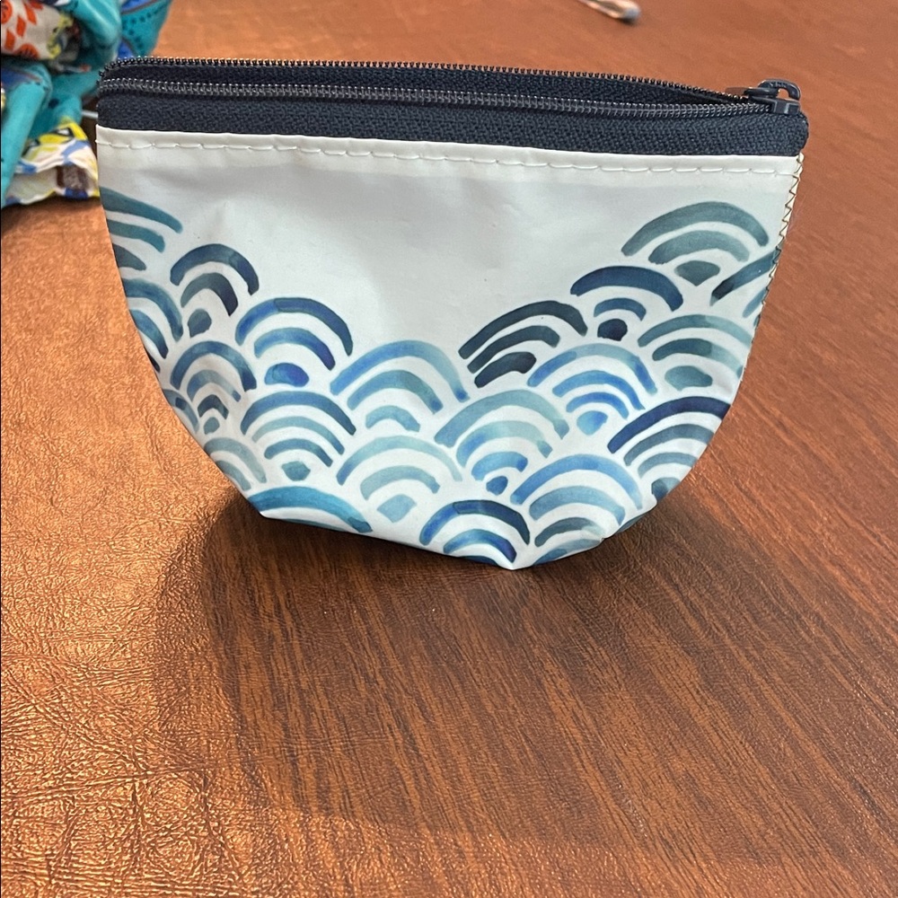 Blue Wave Patterned Pouch